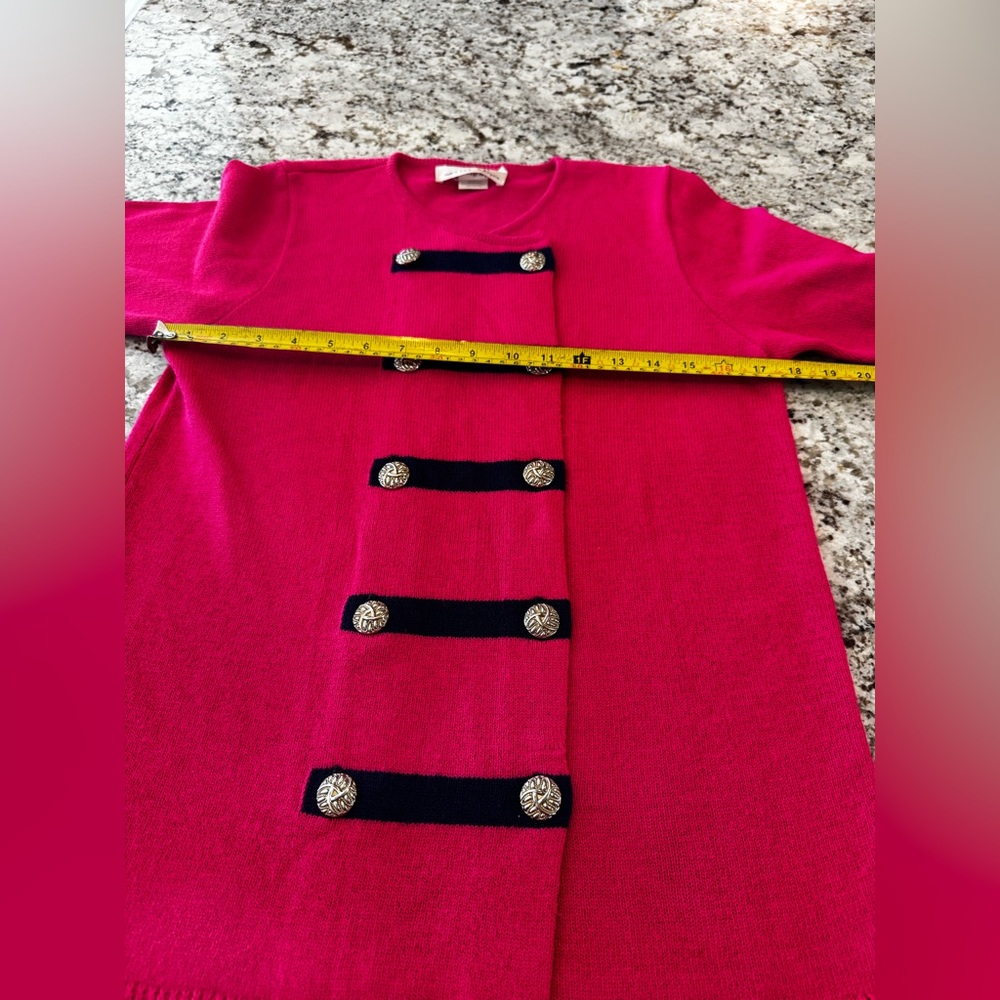 Laura Fuchsia Knit Blazer with Navy Trim - Picture 4 of 7